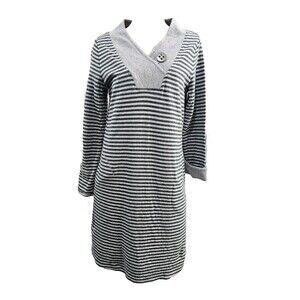 SOFT SURROUNDINGS Women's Medium Striped Chill Time Casual Sweatshirt Dress‎